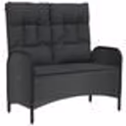 Banc de jardin meuble de patio d exterieur terrasse inclinable avec coussins 107 x 625 x 109 cm poly rotin noir