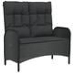 Banc de jardin meuble de patio d exterieur terrasse inclinable avec coussins 107 x 625 x 109 cm poly rotin noir