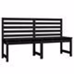 Banc de jardin - Noir - Bois massif de pin - 1575 cm - Dossier pratique - 3 personnes
