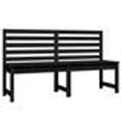 Banc de jardin - Noir - Bois massif de pin - 1575 cm - Dossier pratique - 3 personnes
