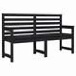 Banc de jardin - Noir - Bois massif de pin - 1595 x 48 x 915 cm - Dossier et accoudoirs - Extérieur