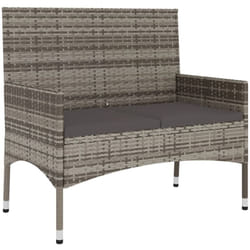 Banc de jardin 90 x 51 x 85 cm meuble de patio d'extérieur terrasse à 2 places avec coussins gris résine tressée gris foncé
