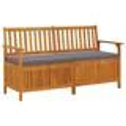 Banc de jardin - Acacia - 148 x 62 x 84 cm - Rangement - Coussin gris foncé - 3 personnes