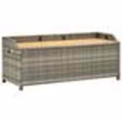 Banc de jardin meuble de patio d exterieur terrasse de rangement de jardin 120 cm resine tressee gris
