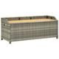 Banc de jardin meuble de patio d exterieur terrasse de rangement de jardin 120 cm resine tressee gris