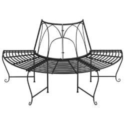 helloshop26 Banc de jardin Tour d'Arbre Acier Noir