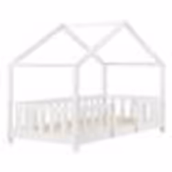 Lit cabane pour enfant en bois de pin blanc 80 par 160 - Maison - Barrière de protection