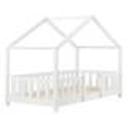 Lit cabane pour enfant en bois de pin blanc 80 par 160 - Maison - Barrière de protection