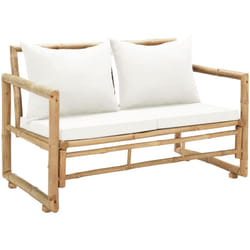 Helloshop26 - Canapé de jardin à 2 places avec coussins 115 x 65 x 72 cm bambou