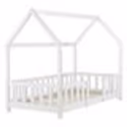 Lit pour enfant - Non spécifié - Cabane en bois de pin - 70x140 cm - Barrière de sécurité - Design maison