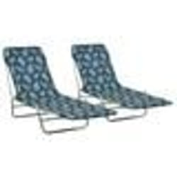 Chaise longue - Multicolore - 2 pièces - Acier enduit de poudre - Tissu Oxford - Dossier réglable