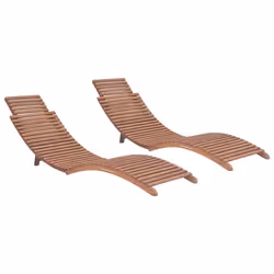 Chaises longues pliables - Teck - 2 pcs - Dossier réglable - Ergonomique - Résistant aux intempéries