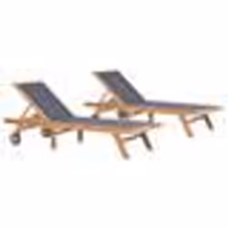 Chaise longue - Teck - 2 pièces - Dossier réglable - Pliable avec roulettes - Extérieur