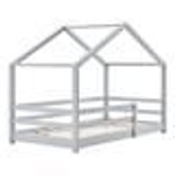 Lit denfant - MARQUE - Lit cabane en bois de pin - 70x140 cm - Barrière de sécurité - Montage facile