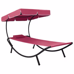 Chaise longue - Non spécifié - 200 cm - Rose - Auvent inclus - Résistance aux intempéries