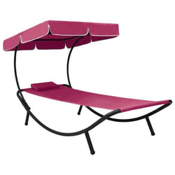 Chaise longue - Non spécifié - 200 cm - Rose - Auvent inclus - Résistance aux intempéries