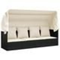 Lit de salon dextérieur - Non spécifié - 203 x 58 x 56 cm - Toit pliable - Résine tressée - Confortable