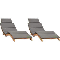 Helloshop26 - Lot de 2 transats chaise longue bain de soleil lit de jardin terrasse meuble d'extérieur avec coussins bois massif de teck