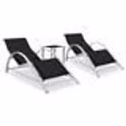 Lot de 2 transats chaise longue bain de soleil lit de jardin terrasse meuble d exterieur avec table aluminium noir