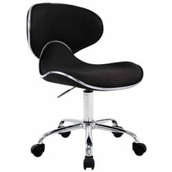 Tabouret de travail sur roulettes hauteur réglable et pivotant en tissu noir pieds métal chromé TABO10186