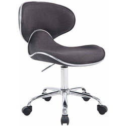 Tabouret de travail sur roulettes hauteur réglable et pivotant en tissu gris foncé pieds métal chromé TABO10184