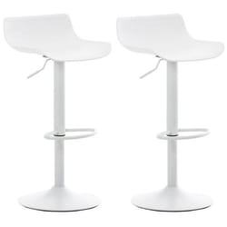 Lot de 2 tabourets de bar hauteur reglable design contemporain en plastique blanc pieds trompette blanc