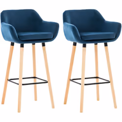 Lot de 2 tabourets de bar en velours style glamour Un tabouret de bar qui allie design et fonctionnalité avec une touche de g ...