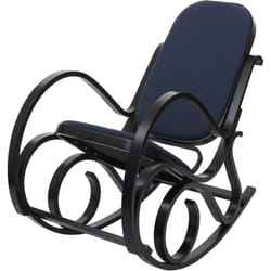 Fauteuil à bascule rocking chair en bois foncé assise en tissu gris anthracite FAB04031