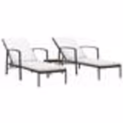 Transat - MARQUE - Lot de 2 - Acier enduit de poudre - Dossier réglable - Table incluse