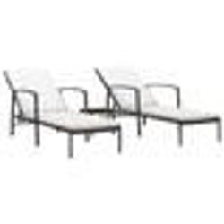 Transat - MARQUE - Lot de 2 - Acier enduit de poudre - Dossier réglable - Table incluse