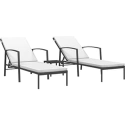 Lot de 2 transats chaise longue bain de soleil lit de jardin terrasse meuble d'extérieur avec table résine tressée noir