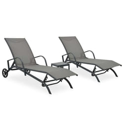 Transat - Multicolore - Lot de 2 chaises longues et 1 table - Dossier réglable - Acier - Textilène