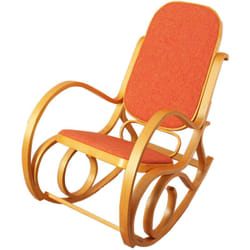 Décoshop26 - Fauteuil à bascule rocking chair en bois clair assise en tissu orange FAB04007