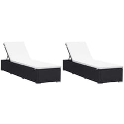 Lot de 2 transats chaise longue bain de soleil lit de jardin terrasse meuble d exterieur avec coussins resine tressee no