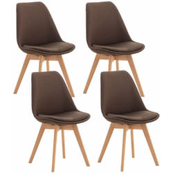 Lot de 4 chaises de salle à manger cuisine bureau style scandinave en tissu marron pieds en bois CDS10087