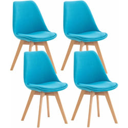 Lot de 4 chaises de salle à manger cuisine bureau style scandinave en tissu bleu turquoise pieds en bois CDS10086