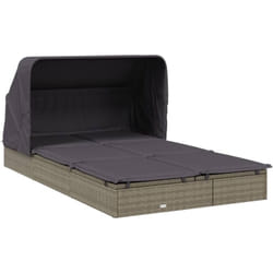 Transat chaise longue 2 places avec toit pliable 213 x 118 x 97 cm gris