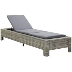 Helloshop26 - Transat bain de soleil avec coussin gris résine tressée