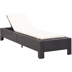 Transat chaise longue bain de soleil avec coussin noir résine tressée