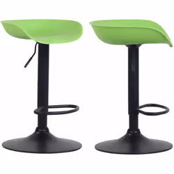 Lot de 2 tabourets de bar assise en plastique vert pieds tulipe en métal noir mat Assise Revêtement: Plastique Position confo ...