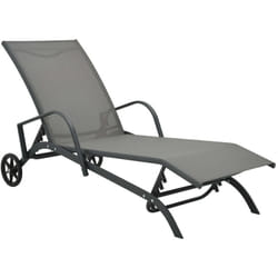 Helloshop26 - Transat chaise longue bain de soleil lit de jardin terrasse meuble d'extérieur acier et textilène