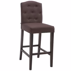 Tabouret de bar - 10_0001389 - Tissu marron - Dossier haut - Bois de caoutchouc - Confort premium