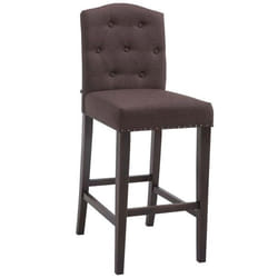 Tabouret de bar - 10_0001389 - Tissu marron - Dossier haut - Bois de caoutchouc - Confort premium