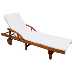 Helloshop26 - Transat chaise longue bain de soleil lit de jardin terrasse meuble d'extérieur avec coussin bois d'acacia solide