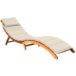 Helloshop26 - Transat chaise longue bain de soleil lit de jardin terrasse meuble d'extérieur avec coussin bois d'acacia solide