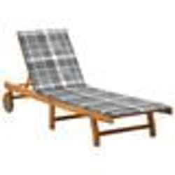 Transat - HELLOSHOP26 - Chaise longue en bois dacacia - Dossier réglable - Coussin inclus - Table coulissante
