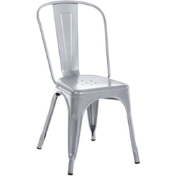 Chaise de salle à manger cusine design industriel empilable en métal argenté 100001344