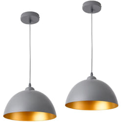 Helloshop26 - Lot de 2 lampes à suspension hauteur réglable métal diamètre 30 cm gris doré