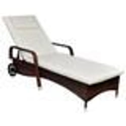 Transat chaise longue bain de soleil lit de jardin terrasse meuble d exterieur avec coussin et roues resine tressee marr