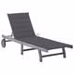 Chaise longue - Acacia - Gris - Dossier réglable - Coussin inclus - Meuble de jardin extérieur